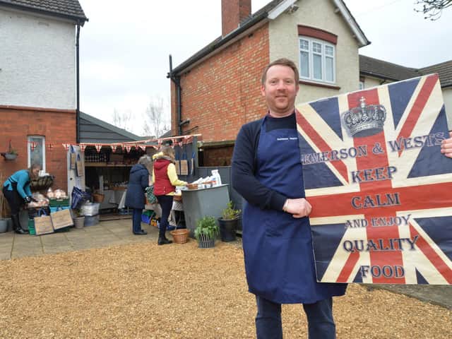 Christian West of Emerson & Wests with the pop up shop in Husbands Bosworth open on Saturday morning to residents.
PICTURE: ANDREW CARPENTER