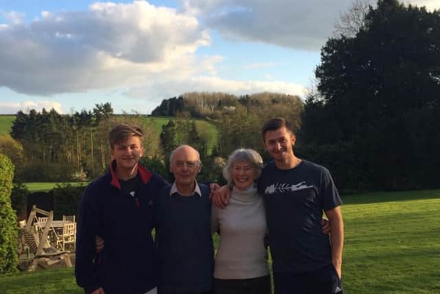 Hyltons son Luke, 19, on the left of his parents Robin and Nini, his oldest son Jim, 23, is on the right
