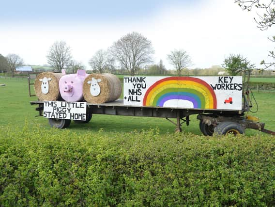 Beauchamp Grange Farm on the A6 in Kibworth sends out a clear message thanking the NHS and key workers also stay at home.
PICTURE: ANDREW CARPENTER