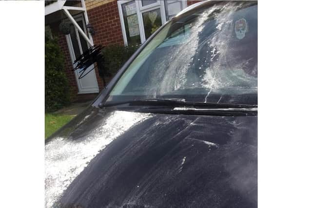Flour has been hurled at the cars and homes in Kibworth.
