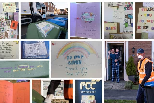 Residents are leavingheartfelt messages of praise, good wishes and colourful drawings to thank them for doing their bit for the community.