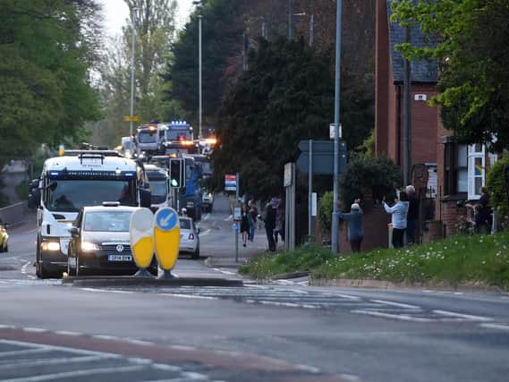 The convoy heads along Leicester Road.
PICTURE: ANDREW CARPENTER