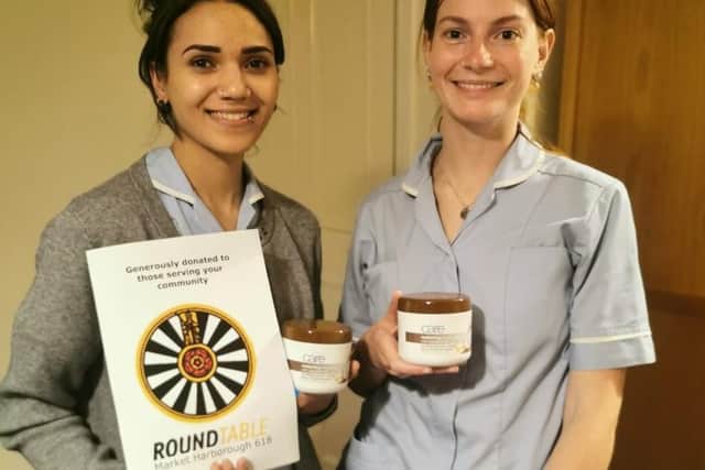 The Round Table recently bought a large amount of moisturising hand creams and donated them to local care homes in Market Harborough and Desborough.