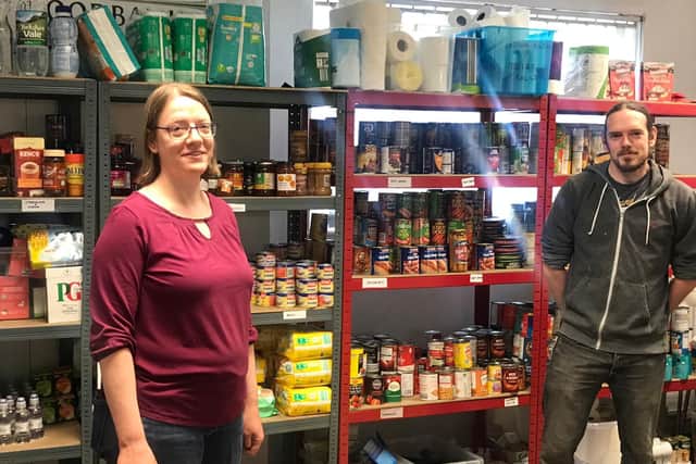 Liz Mills and Ben Suri, both volunteers at the Jubilee Foodbank.