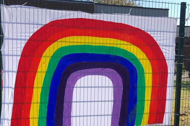 A rainbow by the key worker children.