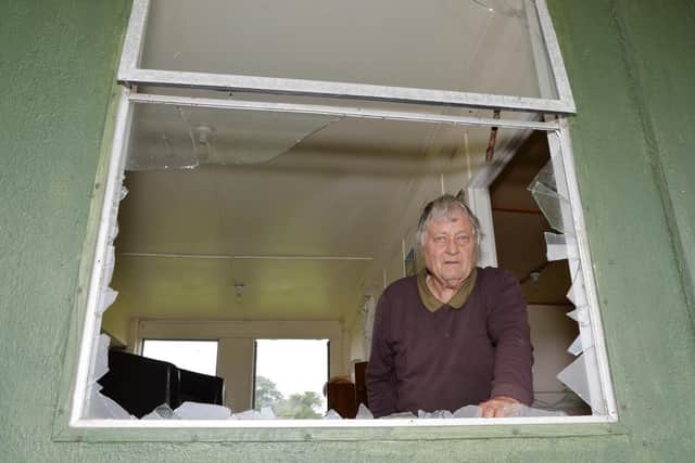 Angry...Wally Panter at Braybrooke Cricket Club where vandals have vandalised.
PICTURE: ANDREW CARPENTER