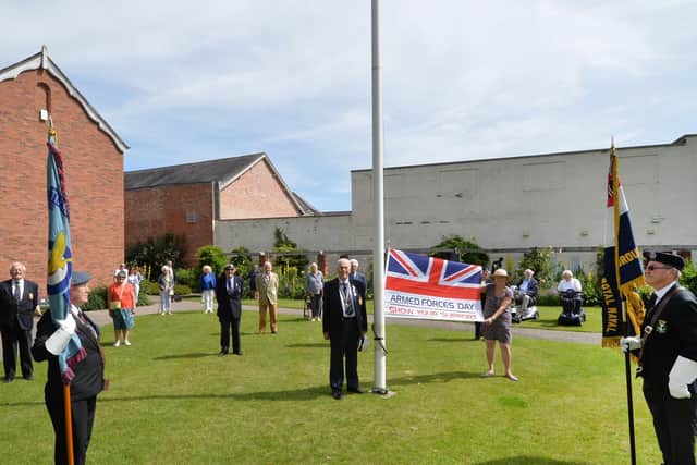 Memorial Gardens during the Armed Forces flag raising.
PICTURE: ANDREW CARPENTER