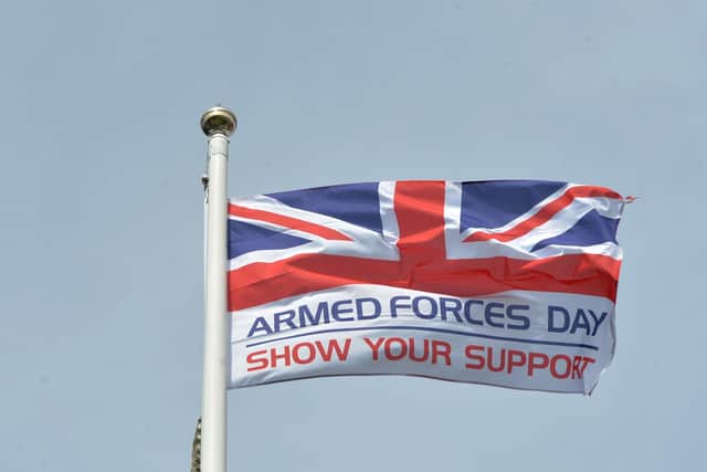 Armed Forces flag in the Memorial Gardens.
PICTURE: ANDREW CARPENTER