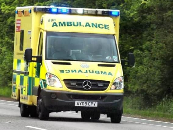 The injured casualty was taken to Leicester Royal Infirmary by ambulance after the two-car crash on the outskirts of Scraptoft this morning.