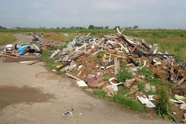 Flytippers have dumped rubbish close to the new 5.2 million Airfield Business Park to the north of Market Harborough.