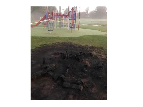Arsonists set fire to a picnic bench in Kibworth park last night.