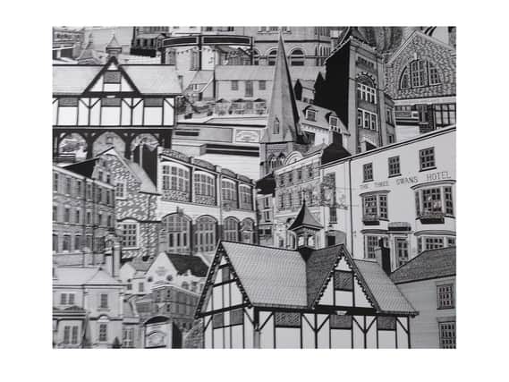 Matt Watson's drawings of Market Harborough’s most iconic landmarks.