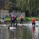 The paddle boaders on the union canal at Market Harborough.
PICTURE: ANDREW CARPENTER