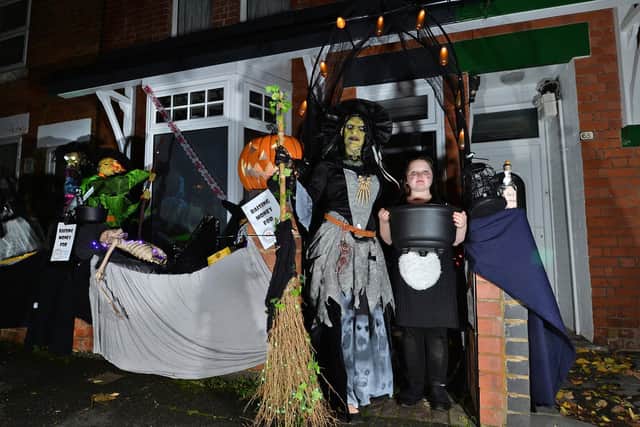 Gemma Fortnum with niece Tess Tucker, 11, during the Halloween house event on Highfield Street.
PICTURE: ANDREW CARPENTER