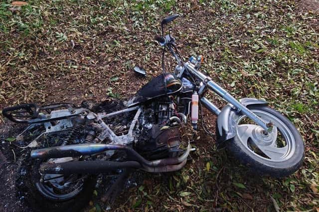 Arsonists are being hunted by police after a second motorbike was found torched in Desborough today (Monday) in the last three days.