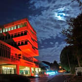 The headquarters of Leicestershire County Council are being lit up in powerful blood red to mark Remembrance this year.