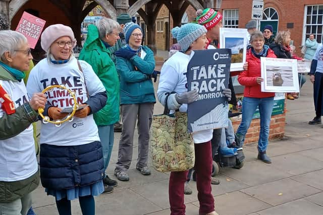Over 50 environmental campaigners staged a rally in the town centre on Saturday (November 6).