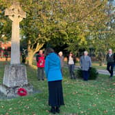 East Langton Parish Council arranged for children from Church Langton Primary School with their Head of School Leah Harrison and bugler Keith Britcliffe to be there when University of Leicester's Nicola Mirams laid their wreath on Tuesday November 2.
