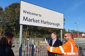 Neil O'Brien MP with Gary Walsh, route director for Network Rail at Market Harborough Railway Station.