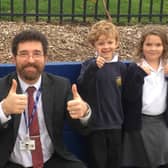 School head Dave Turner with pupils.