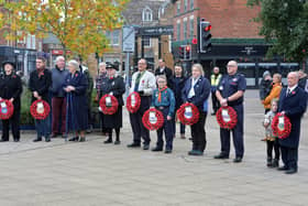 Wreath bearers on the Square in Market Harborough.