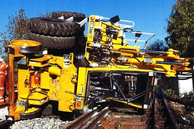 Amey Rail Ltd admitted breaching critical health and safety laws after the excavator lifting vehicle overturned as staff carried out an improvement scheme at the busy mainline station.