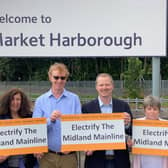 Neil O’Brien (second from right), MP for Harborough, has welcomed the news today that the Midland Mainline will be electrified in full.
