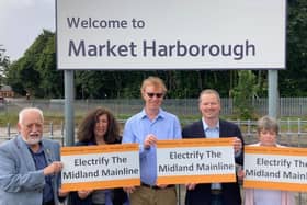 Neil O’Brien (second from right), MP for Harborough, has welcomed the news today that the Midland Mainline will be electrified in full.