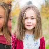 Lottie before and after the haircut (photo on the right is by Paul Mawson Photography).