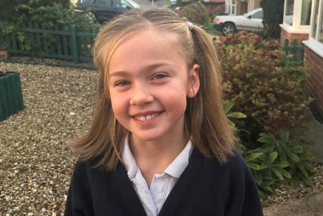 After: Lottie with her new haircut.