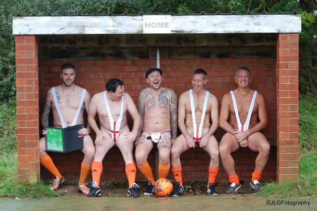 Players at Welford Victoria FC have got their kits off in the rain and the cold to boost the charity PSC Support. Photo by JLGFotography.