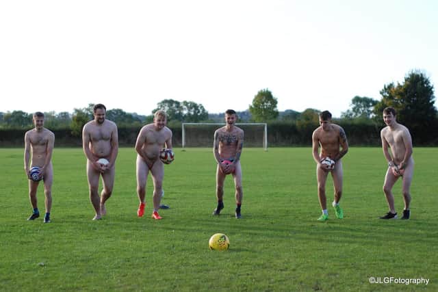 Players at Welford Victoria FC have got their kits off in the rain and the cold to boost the charity PSC Support. Photo by JLGFotography.