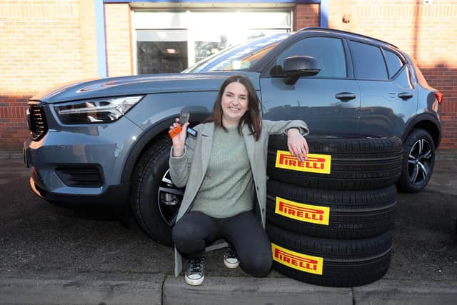 Sarah Megan won a brand new car after buying Pirelli tyres at Kwik Fit in Market Harborough