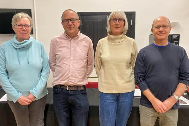 Jill Roginski (third from left) has become the new chair at Harborough AC. She is pictured alongside, from left, Beth Smith (treasurer), Will Clapp (outgoing chair) and Howard Crabtree (secretary). Picture courtesy of ©Osborne Photography