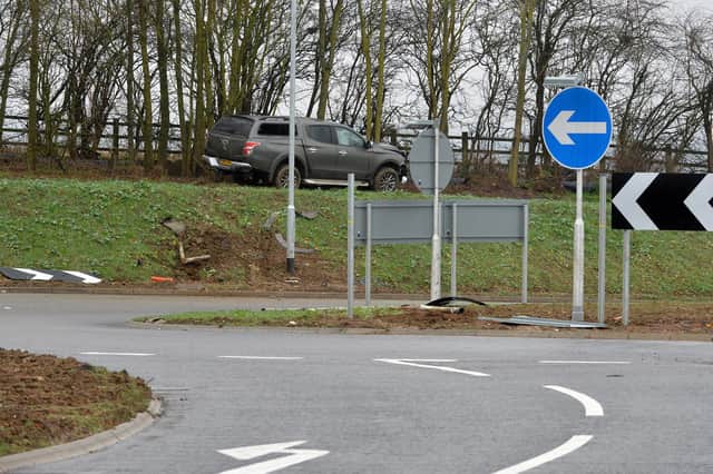 A driver has crashed at a new roundabout on the A6 on the southern edge of Market Harborough – just days after it was opened.