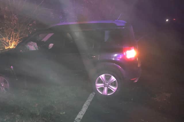 Police are urging drivers to drive extra carefully in bad wintry weather after a motorist crashed in Kibworth Harcourt in thick fog on Saturday night.