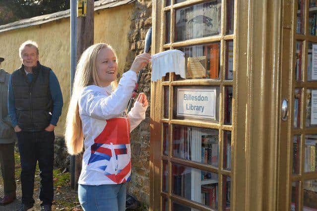 Laura Sugar at the unveiling the plaque at the gold library box. PICTURE: ANDREW CARPENTER