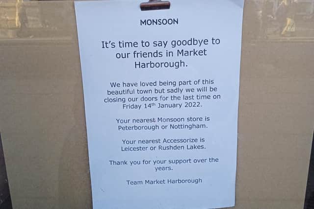 Staff at Monsoon Accessorize has put a special notice in its front window thanking people for their support.