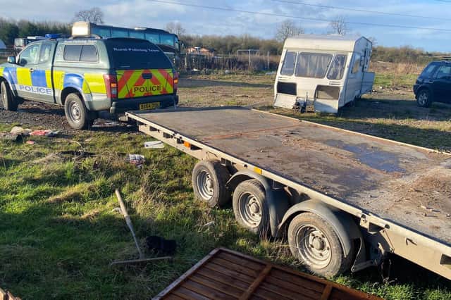 Three stolen caravans and a stolen Ifor Williams farm trailer have been seized by police just across the south Leicestershire border into Northamptonshire.