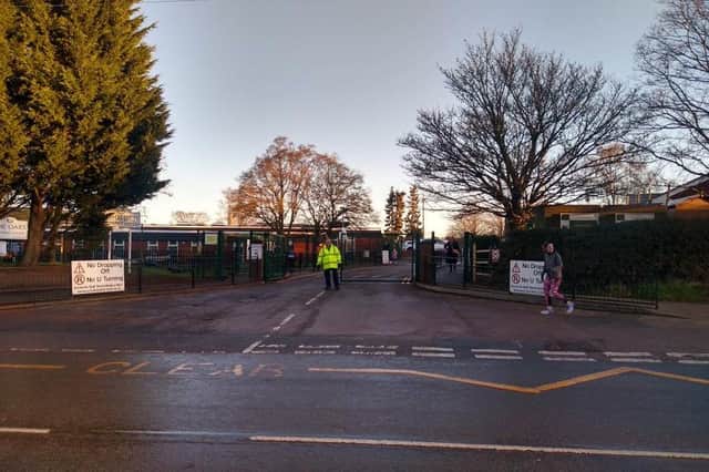 Harborough-based officers turned up at Thomas Estley Community College on Station Road before 9am to talk to parents and students about the recent trouble.