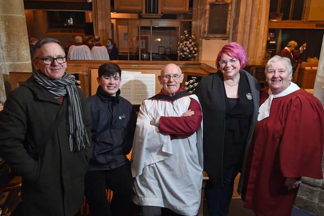 Organist David Johnson with his family (from left) Martin Whiteman, Grady Whiteman, Erica Whiteman and wife Barbara.
PICTURE: ANDREW CARPENTER