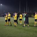 The Harborough Town players applaud their fans after their FA Vase exit last weekend. Pictures by Andrew Carpenter