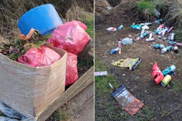 Roadside fly-tippers have struck twice either side of the Leicestershire-Northamptonshire border on the southern edge of Market Harborough.