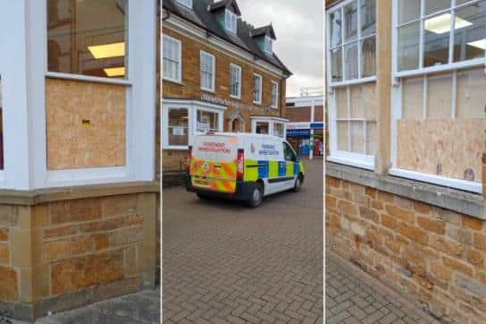 A teenager has been arrested after four shops and businesses in Market Harborough had their windows smashed in the early hours of today (Friday).