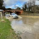 Storm Franklin has led to flooding on the East Farndon road going into Lubenham. Photo by Andrew Carpenter.