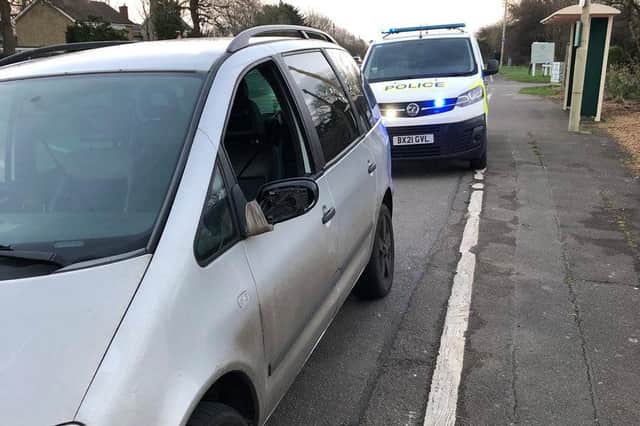 This silver estate car was stopped by police in Harborough district last night (Monday) because it had a badly-damaged windscreen.