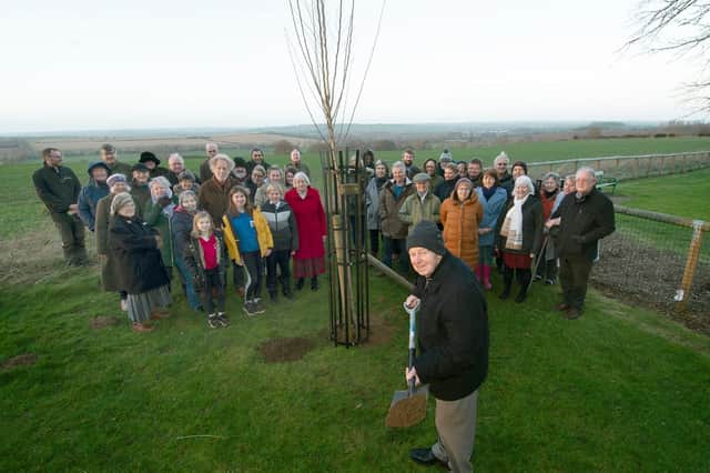 Front, Lawrence Dale during the tree planting in recognition of 38 years service he has given to Wilbarston as councillor and long standing chairman of Wilbarston Parish Council.
PICTURE: ANDREW CARPENTER