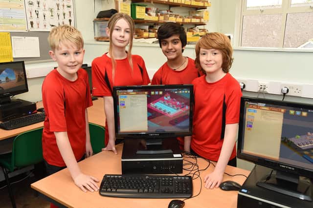 Welland Park School pupils Luca, 12, Jasmin,12, Jai,12, and Ben,11, who gained second place in the Codementum online tournament of 96 schools.
PICTURE: ANDREW CARPENTER