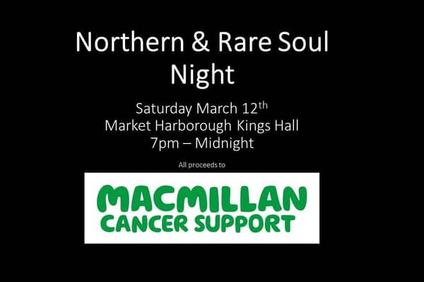 An action-packed northern and rare soul night is to be held in Market Harborough on Saturday March 12.