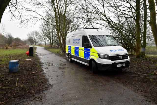 The police underwater search team's van at Witham Way Country Park in Boston. EMN-220203-142745001
